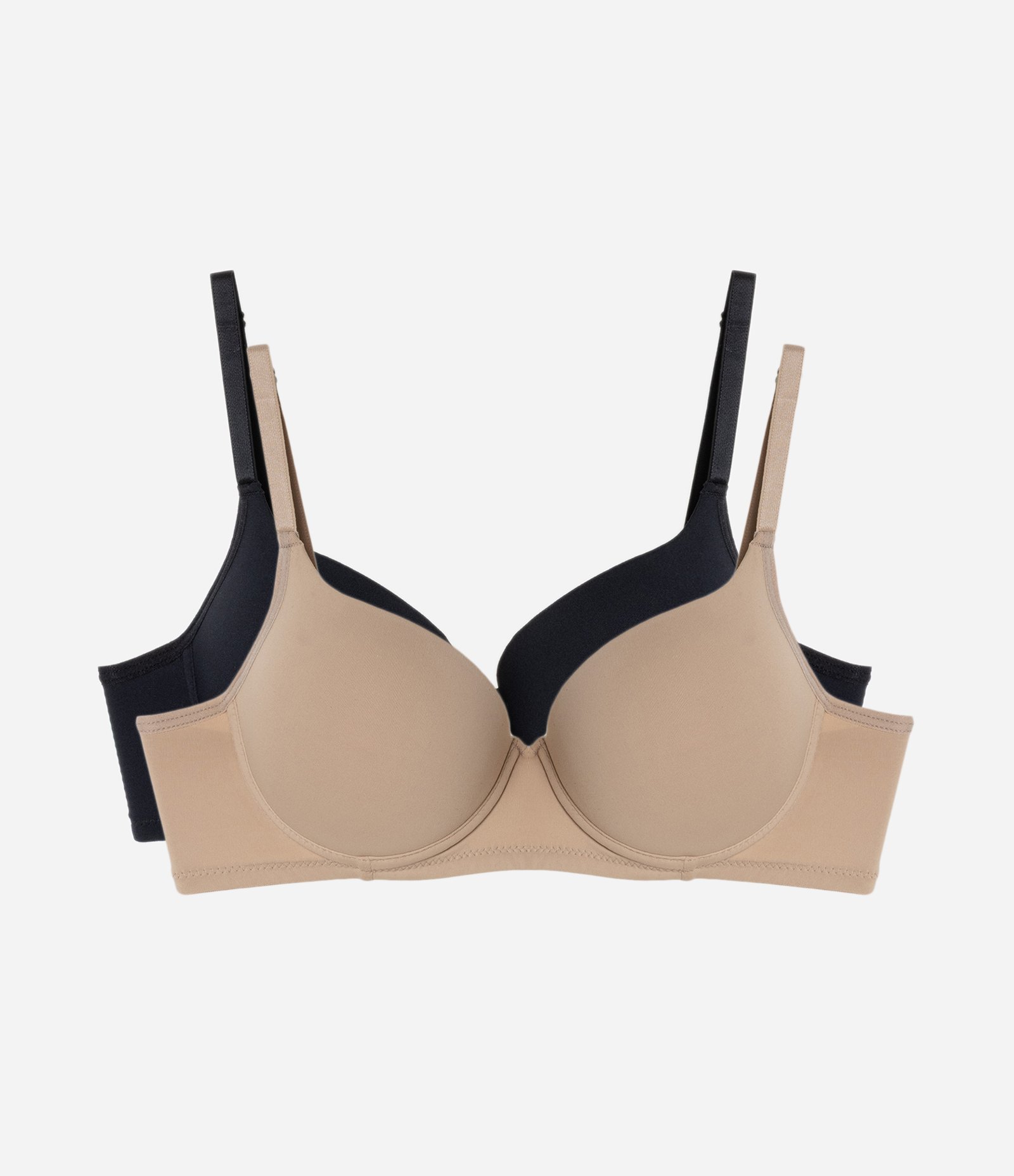 Kit 02 Sutiãs Base em Microfibra com Bojo e Aro Bege/Preto 1