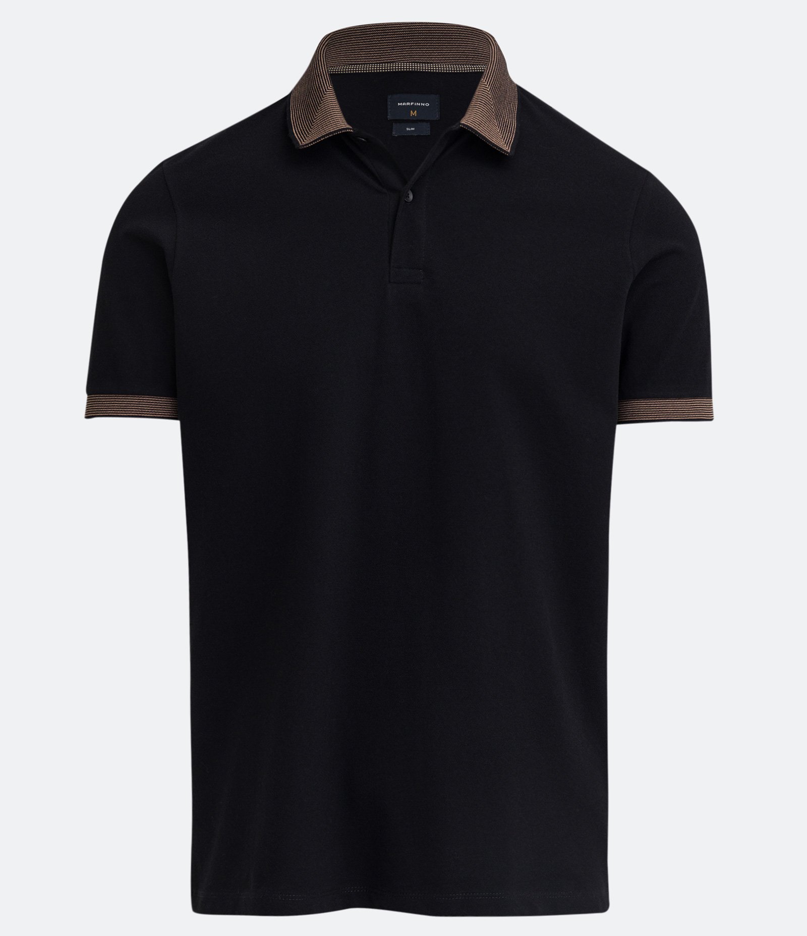 Camisa Polo Slim em Algodão com Botões e Detalhes Contrastantes Preto 5