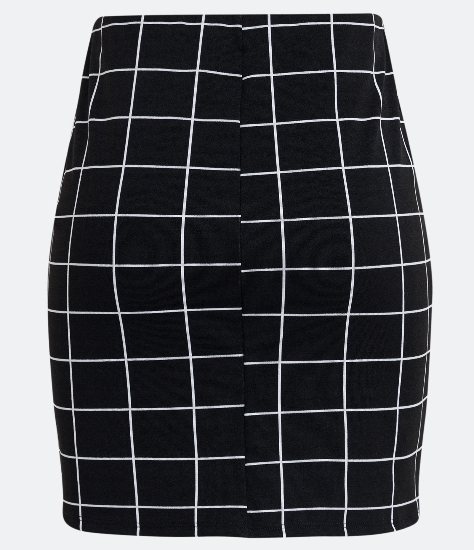 Saia Curta em Jacquard com Estampa Xadrez Grid Preto 2