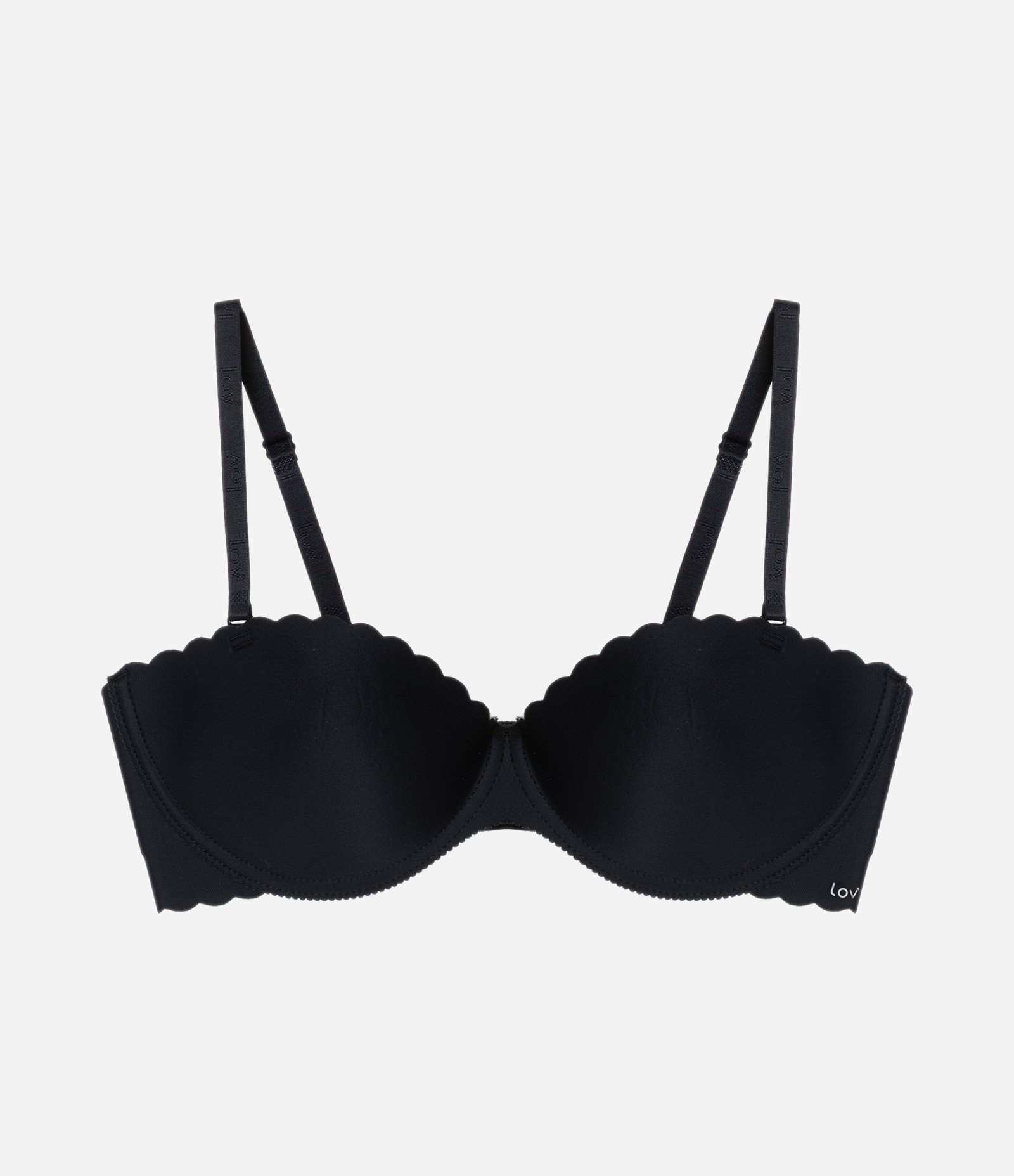 Sutiã sem Alça em Microfibra com Bojo Bolha e Borda Nuvem Preto 1