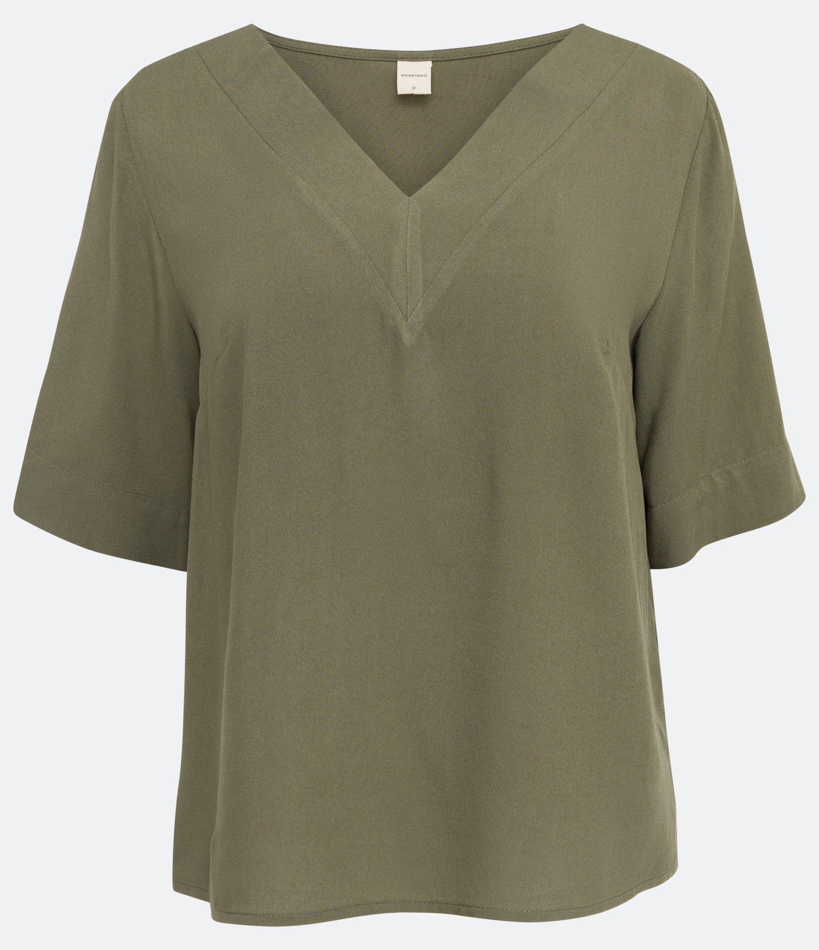 Blusa em Viscolinho com Gola V Verde 6