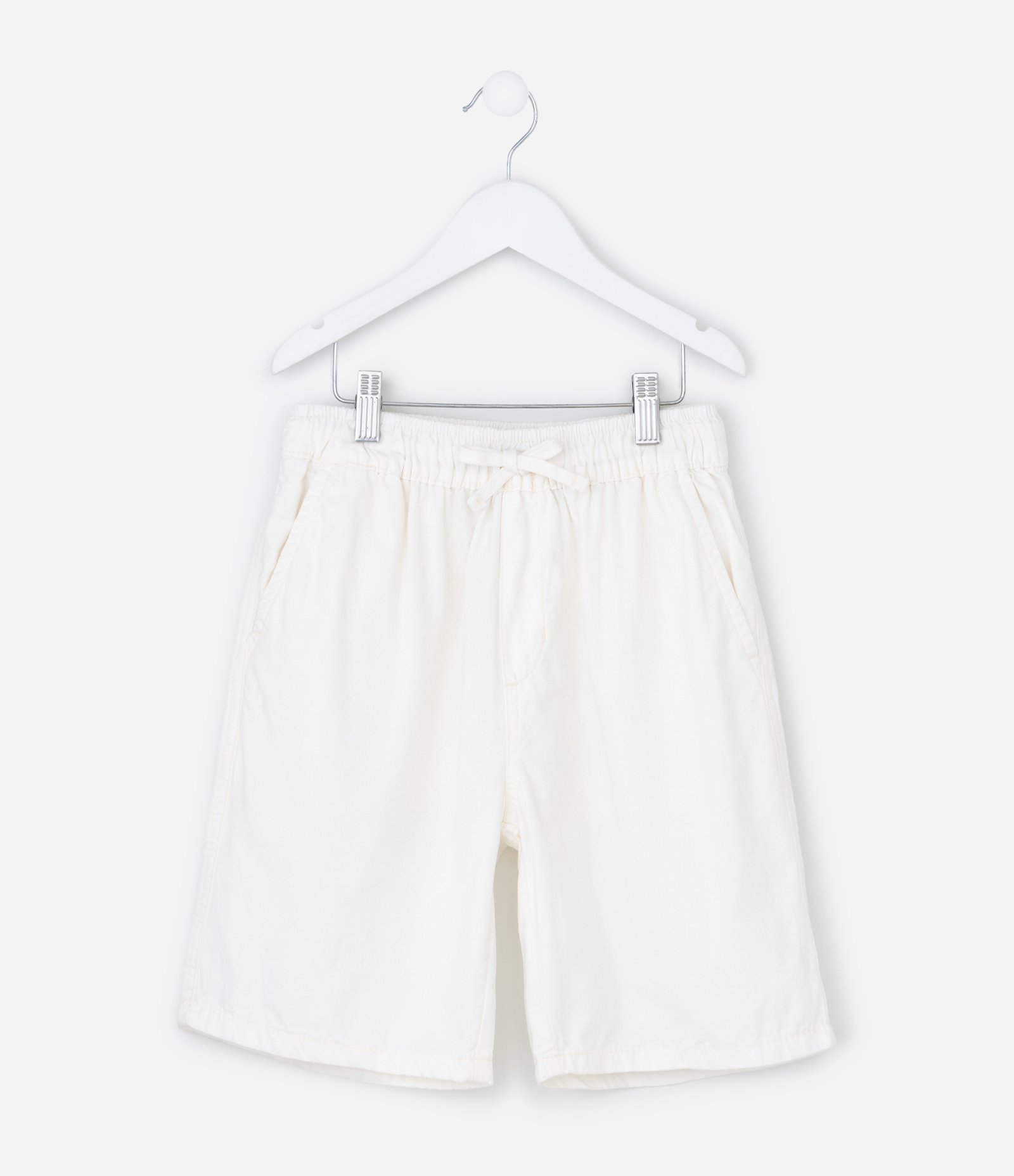 Bermuda Infantil em Sarja com Amarração - Tam 5 a 14 anos Branco 1