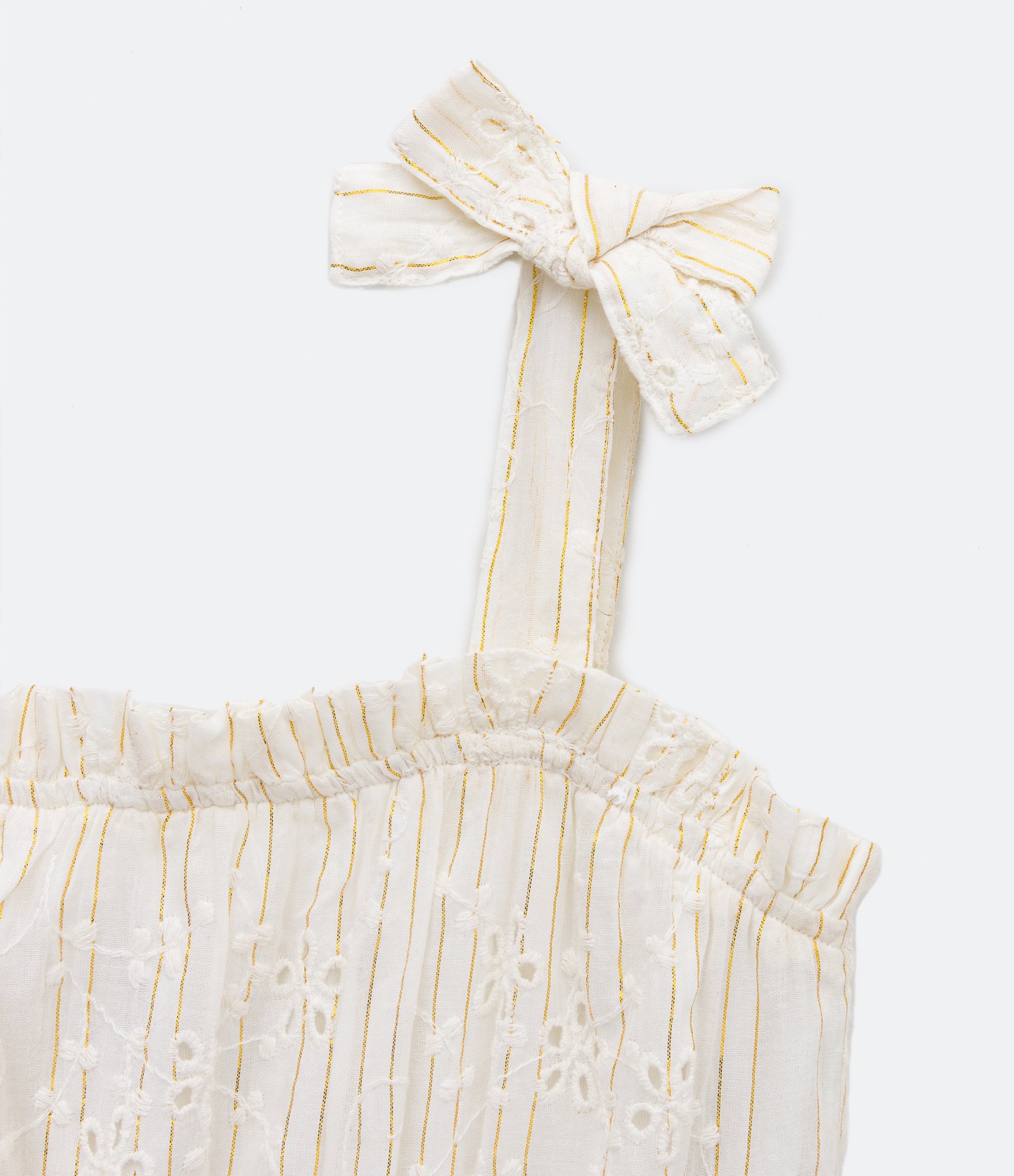 Vestido Infantil em Laise e Alças com Amarração - Tam 5 a 14 Anos Branco 4