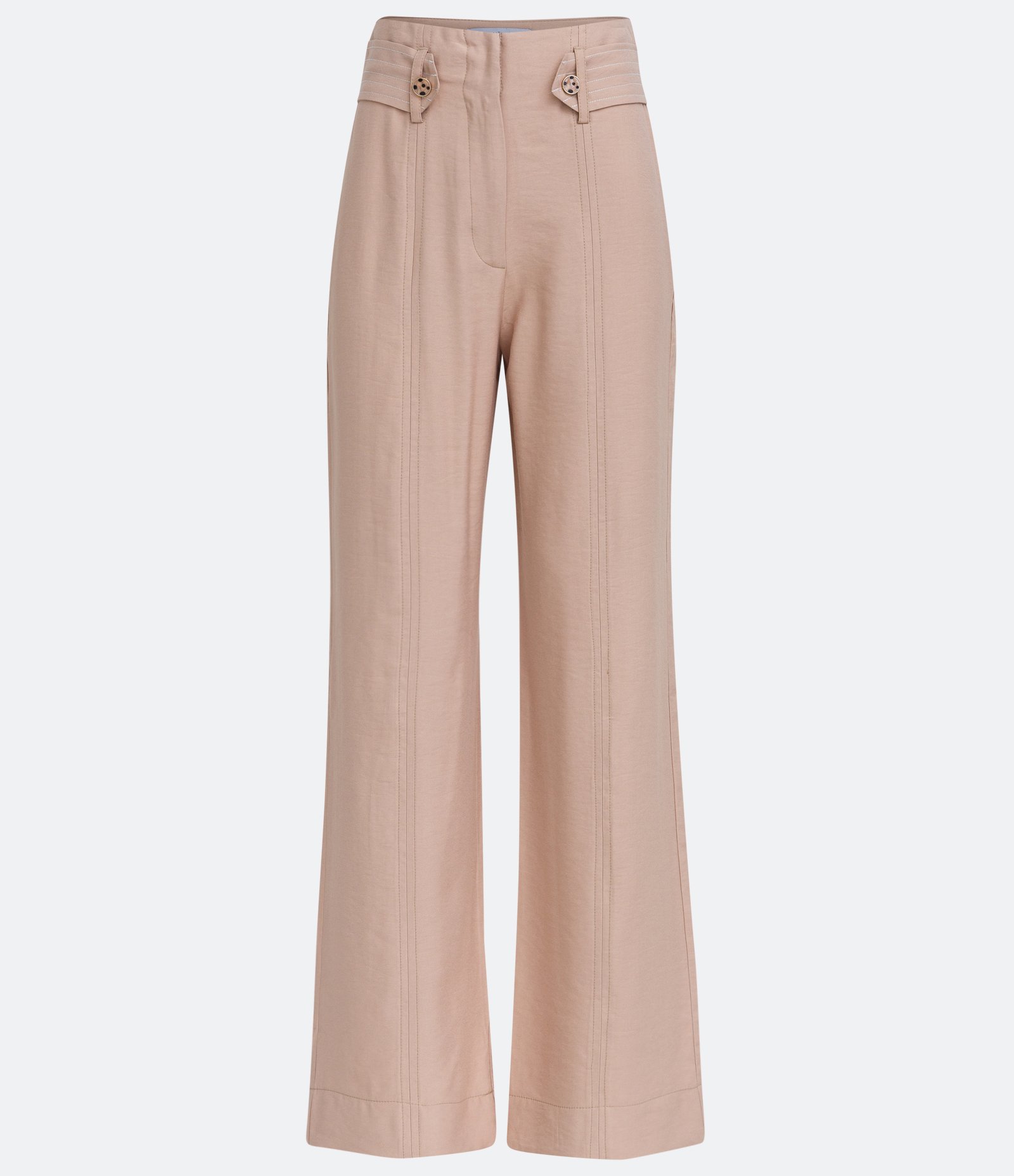Calça Flare em Viscose Responsável com Aleta Pespontada Rosa 6