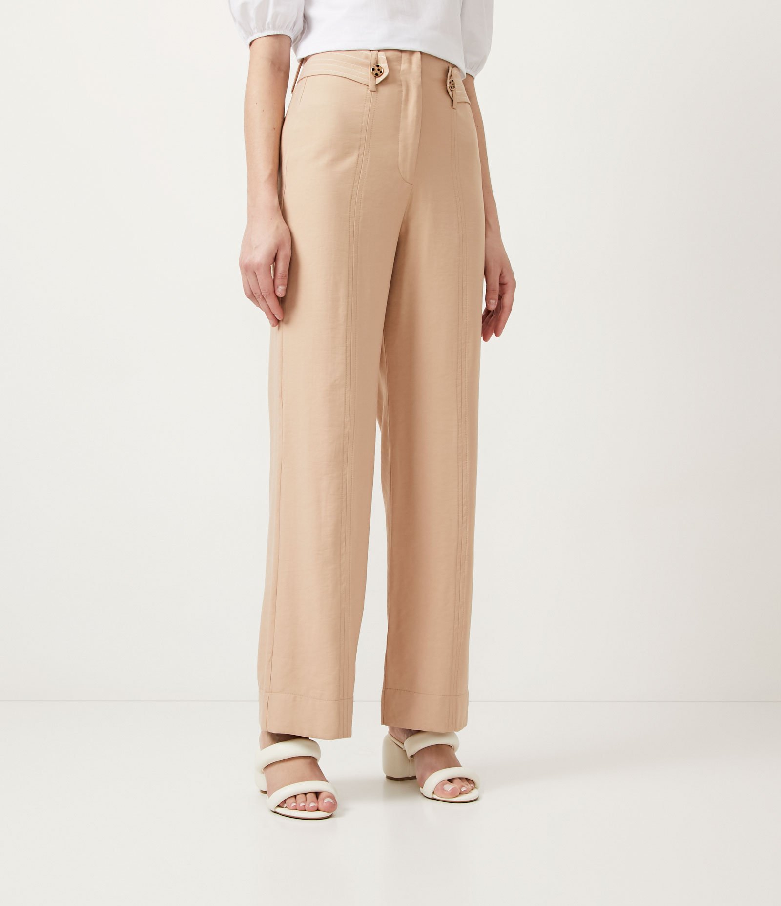 Calça Flare em Viscose Responsável com Aleta Pespontada Rosa 2