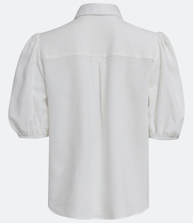 Camisa en Viscolino con Manga Abullonada Blanco 6