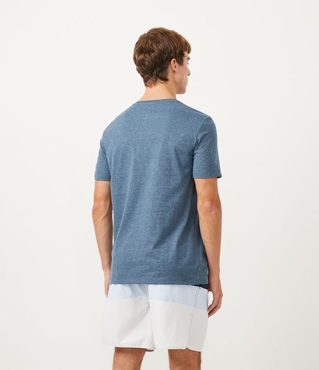 Remera en Algodón Manga Corta con Estampado Geométrico Azul 4