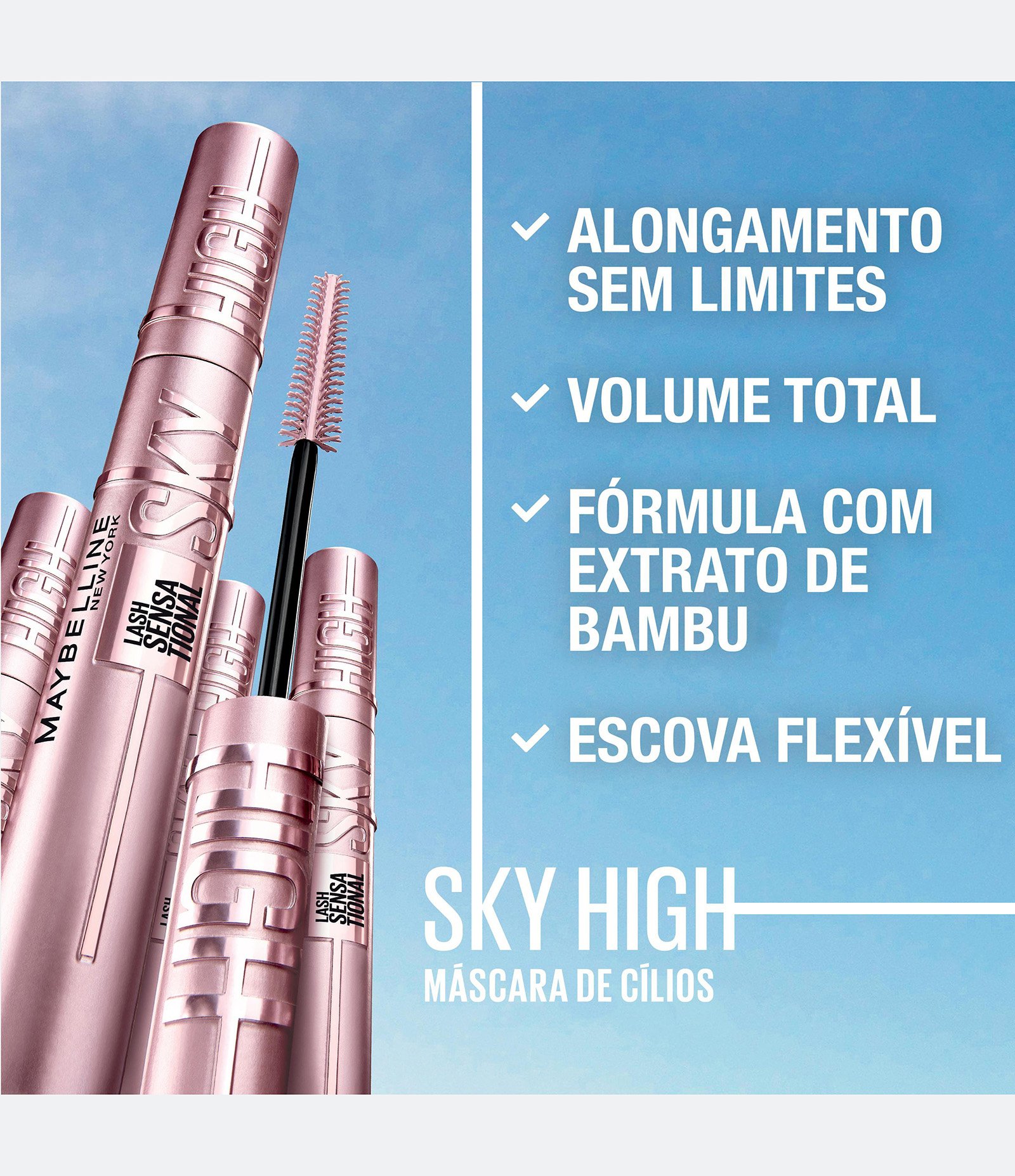 Máscara de Cílios Maybelline NY Lash Sensational Sky High Lavável PRETO 3