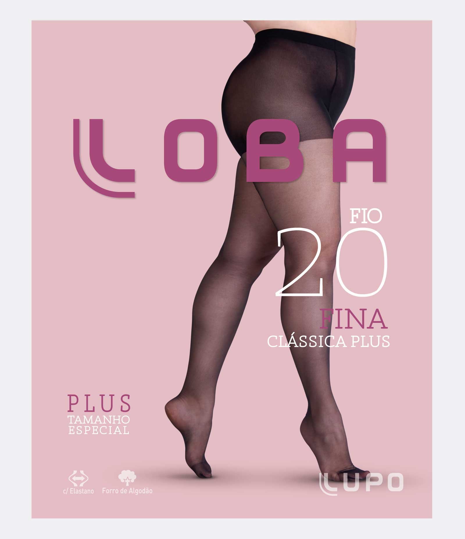 Meia Calça em Poliamida Fio 20 Loba Curve & Plus Size Preto 1