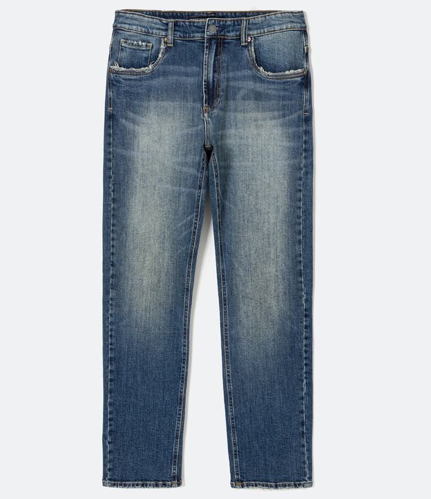 Pantalón Recto en Jeans con Lavado Dirty Azul 6