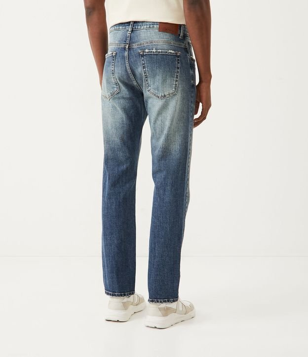 Pantalón Recto en Jeans con Lavado Dirty Azul 3