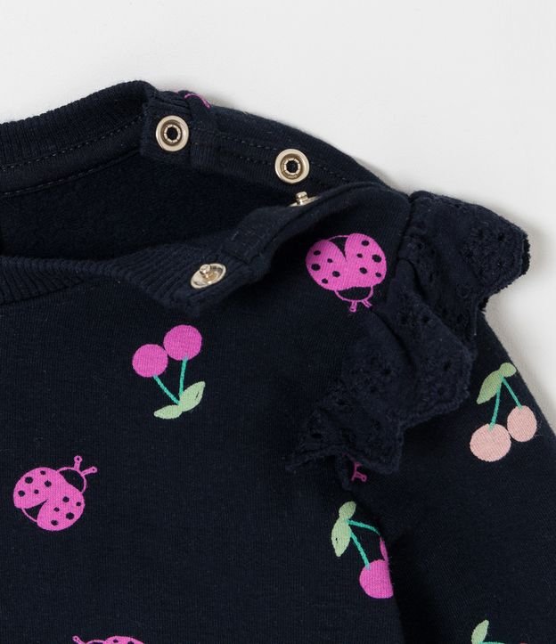 Conjunto Infantil en Algodón con Estampado de Mariquita y Cerezas - Talle 0 a 18 meses Azul 2