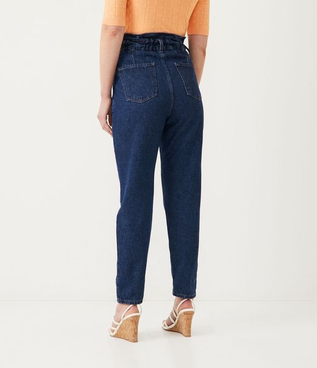 Pantalón Mom Jeans con Cintura Elástica Azul 3
