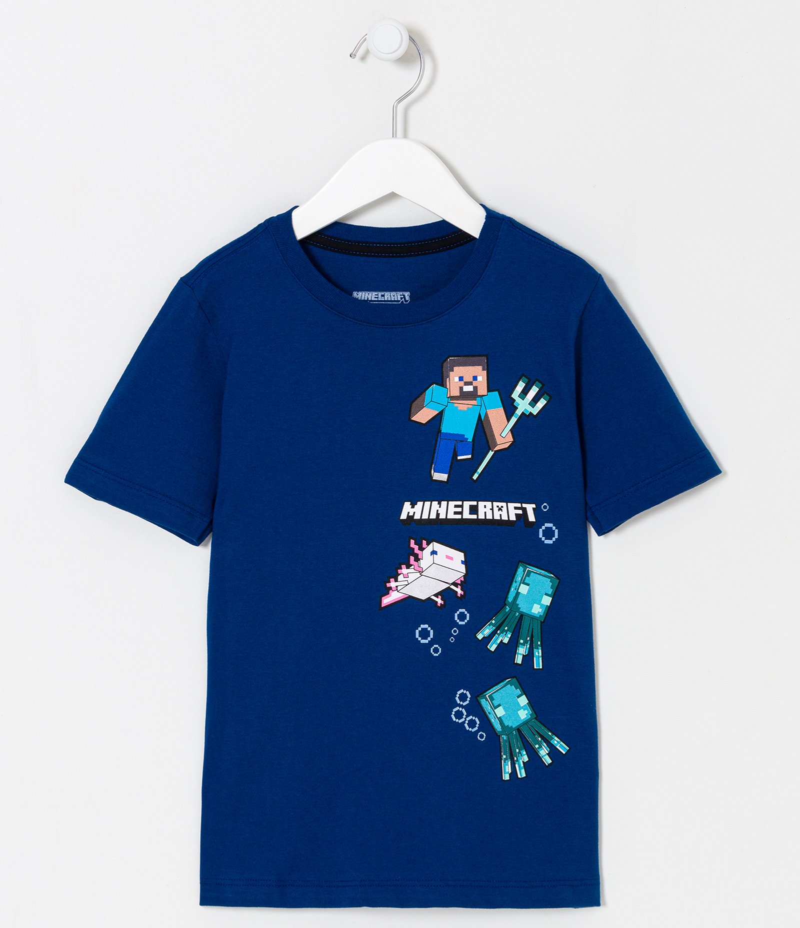 Camiseta Infantil com Estampa de Minecraft - Tam 5 a 14 anos Azul 1