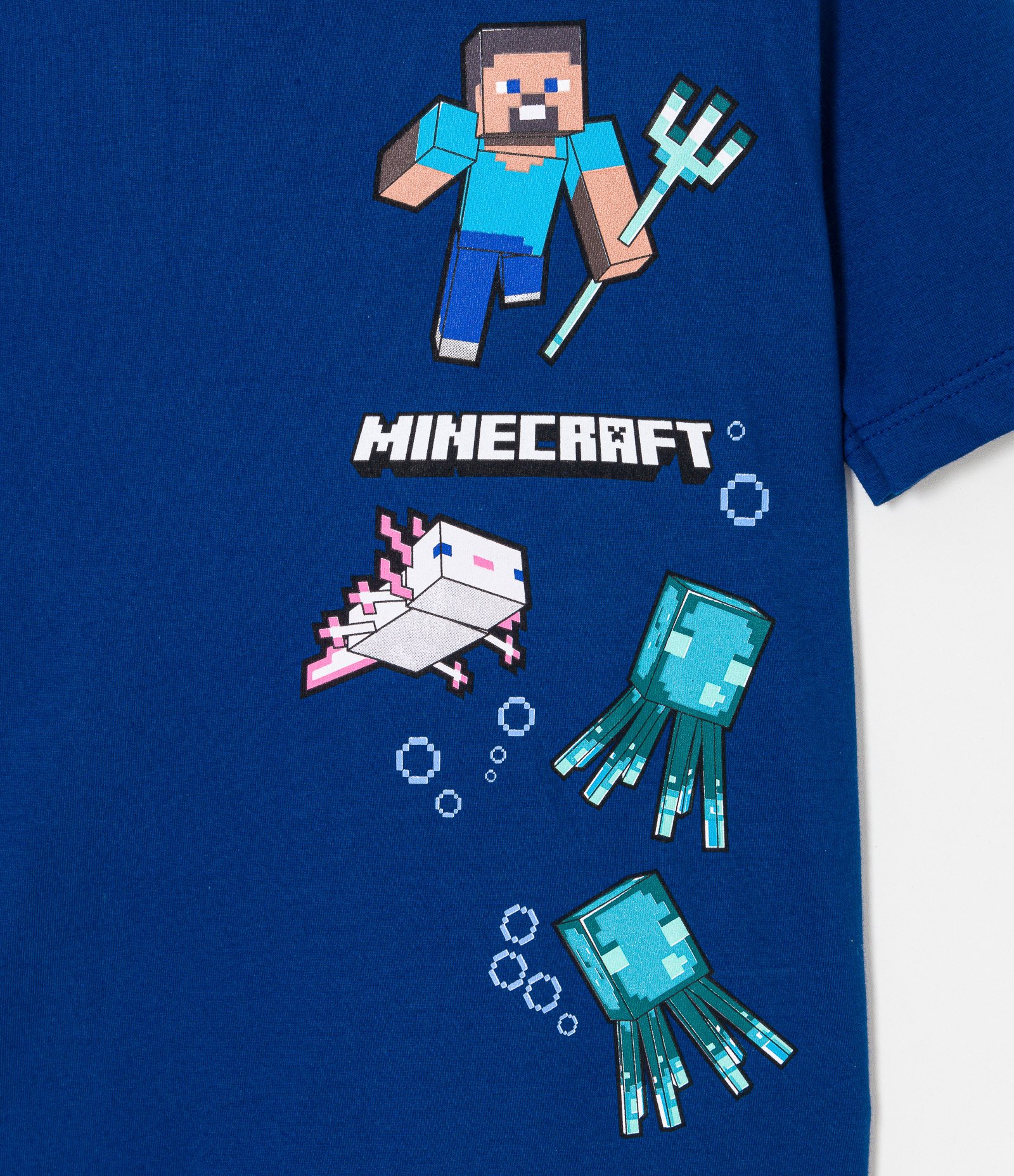 Camiseta Infantil com Estampa de Minecraft - Tam 5 a 14 anos Azul 3