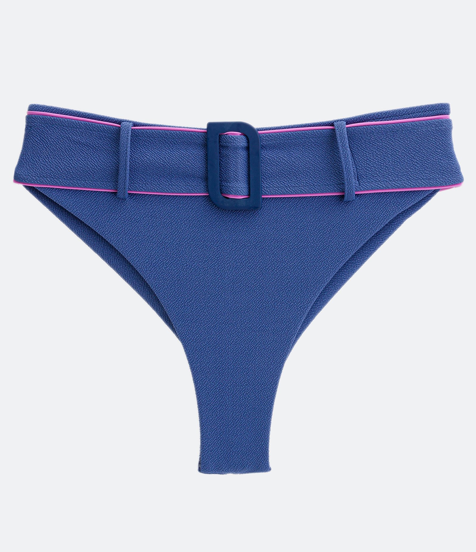 Biquíni Calcinha Hot Pants Texturizado com Cinto Pespontado Azul 5