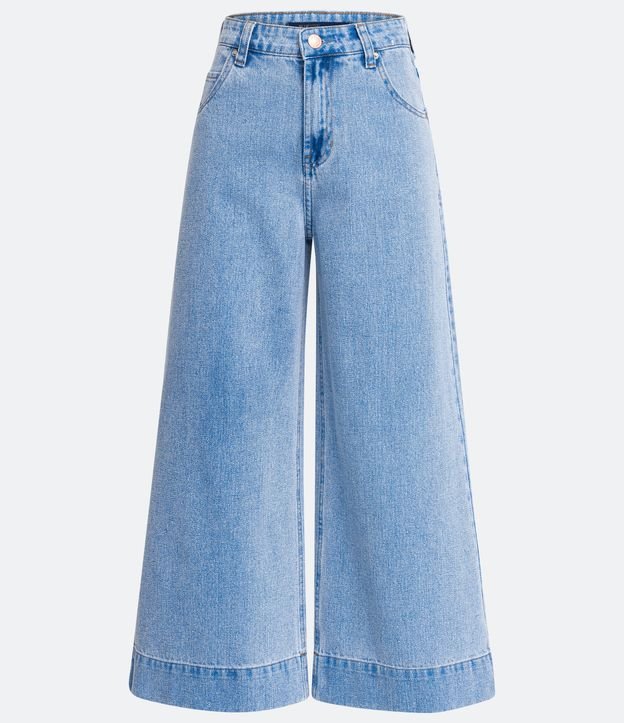 Pantalón Pantacourt en Jeans con 05 Bolsillos y Pespuntos Contrastantes Azul 6