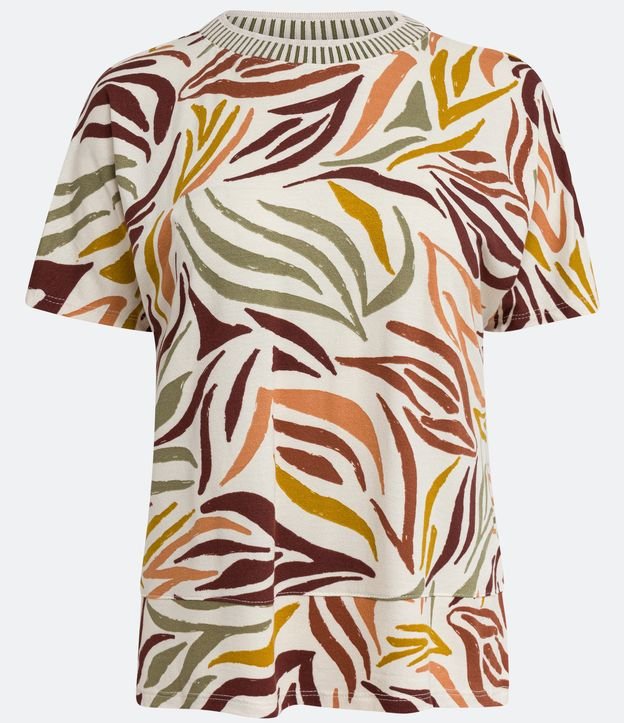 Blusa T-shirt en Viscosa Animal Print Cebra de Color Off White 6