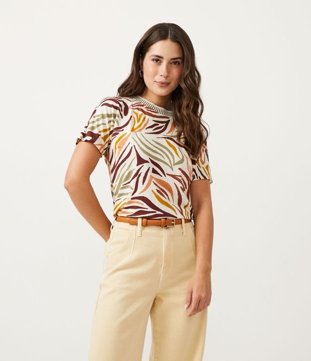 Blusa T-shirt en Viscosa Animal Print Cebra de Color Off White 1