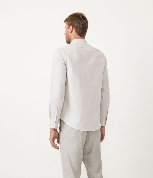 Camisa Comfort en Algodón Manga Larga Gris 3
