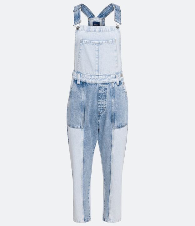 Mono en Jeans con Tirantes Anchos y Recortes Azul 9