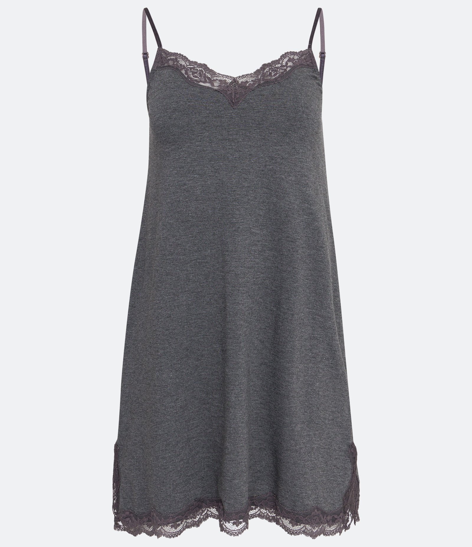 Camisola Curta com Renda no Busto e Alcinha Regulável Cinza 5