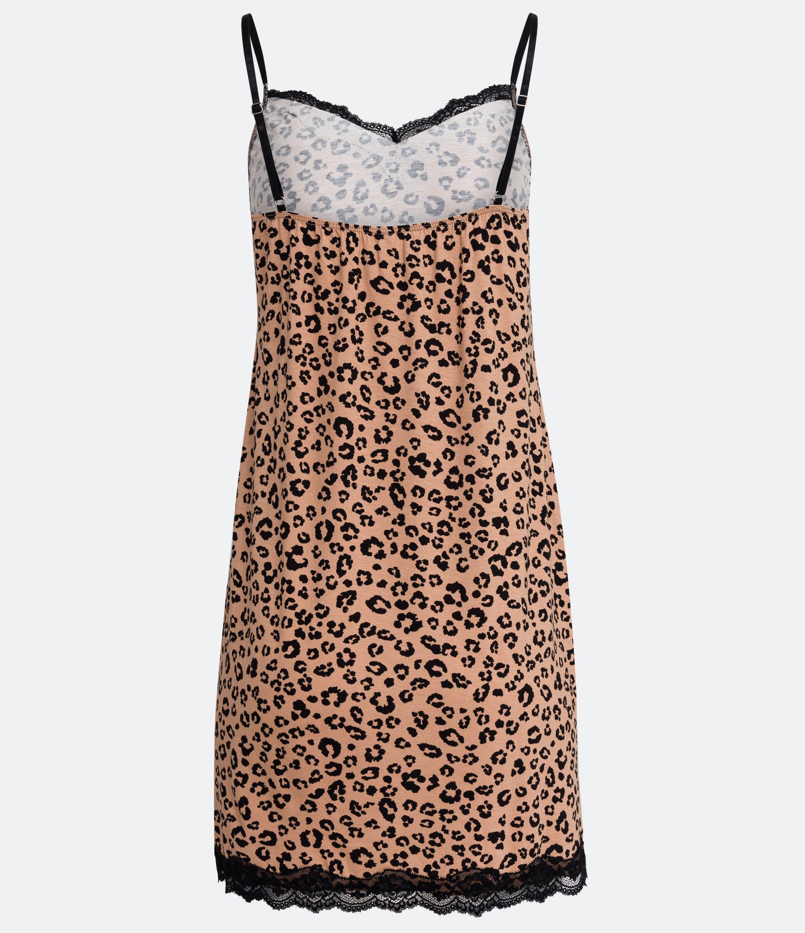 Camisola Curta em Meia Malha com Estampa Animal Print Onça e Renda Marrom 4