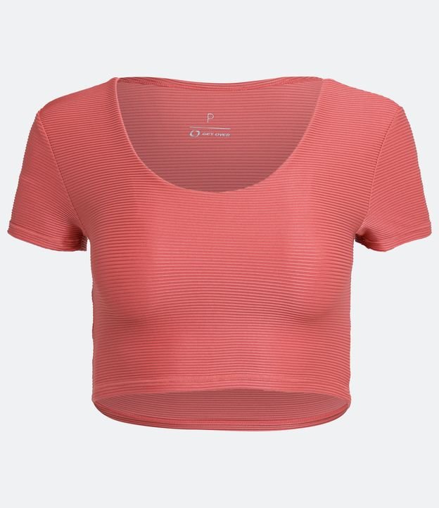 Remera Cropped Deportiva en Poliamida Acanalada y Abertura en la Espalda Rojo 7