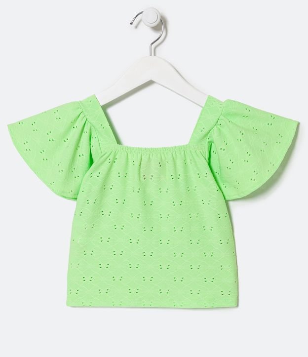 Blusa Infantil Em Laise Detalhe Franzido Tam A Anos Verde