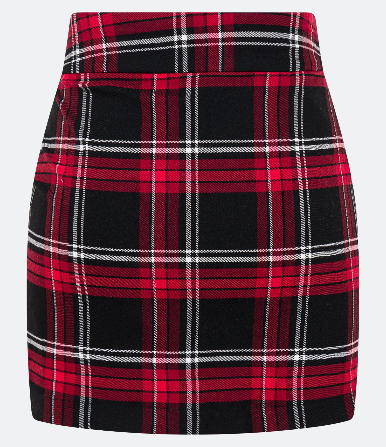 Saia Curta Xadrez com Bolsos com Zíper Vermelho 6