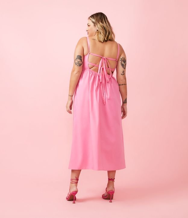 Vestido Midi Em Tricoline Tiras Finas Curve Plus Size By Jess Rosa