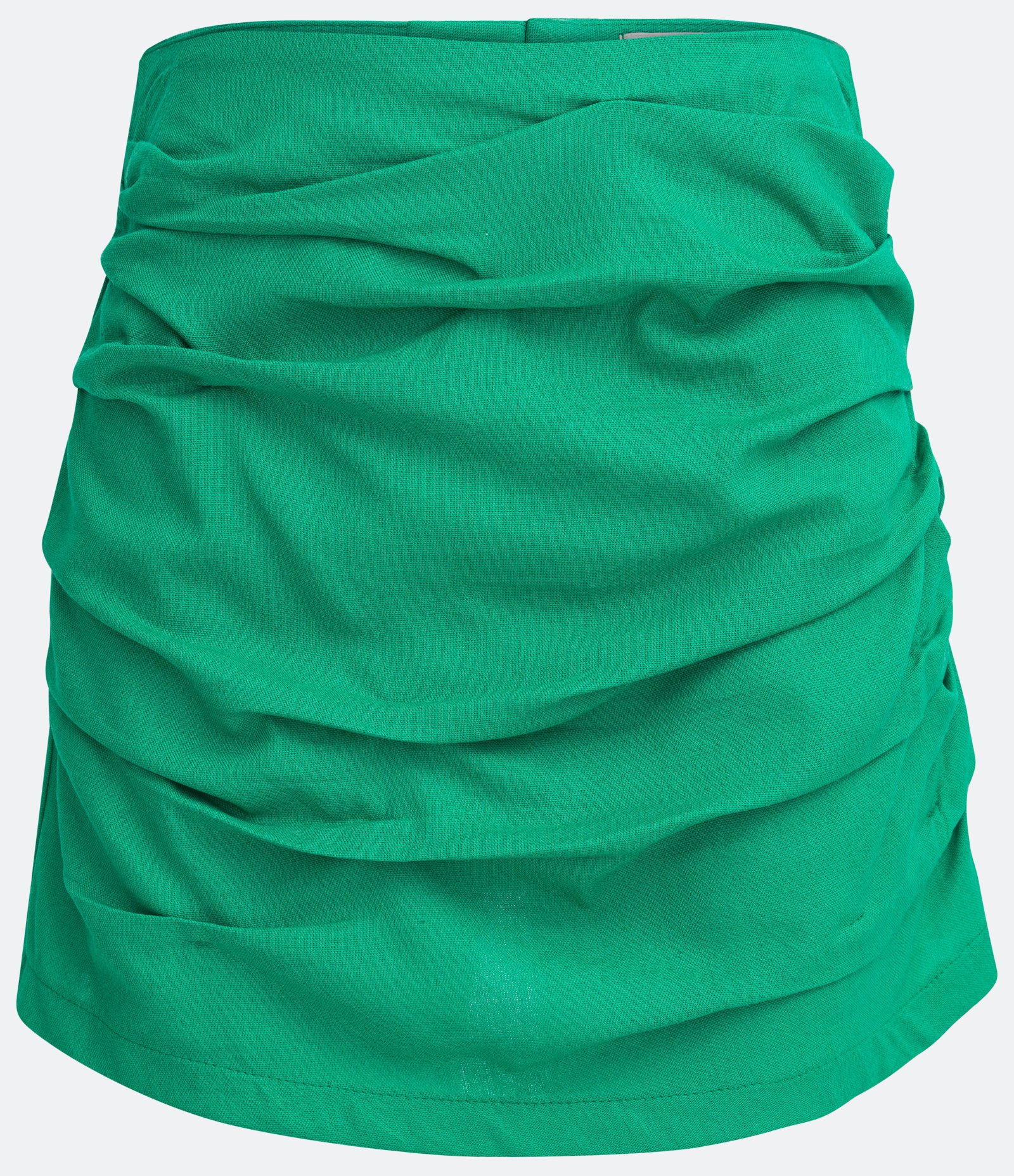 Saia Curta em Linho Drapeado com Pences Verde 5