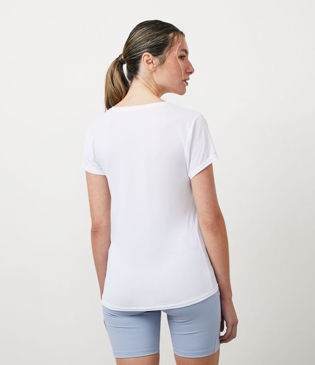 Remera Deportiva en Poliamida con Lettering y Barra Mullet Blanco 4