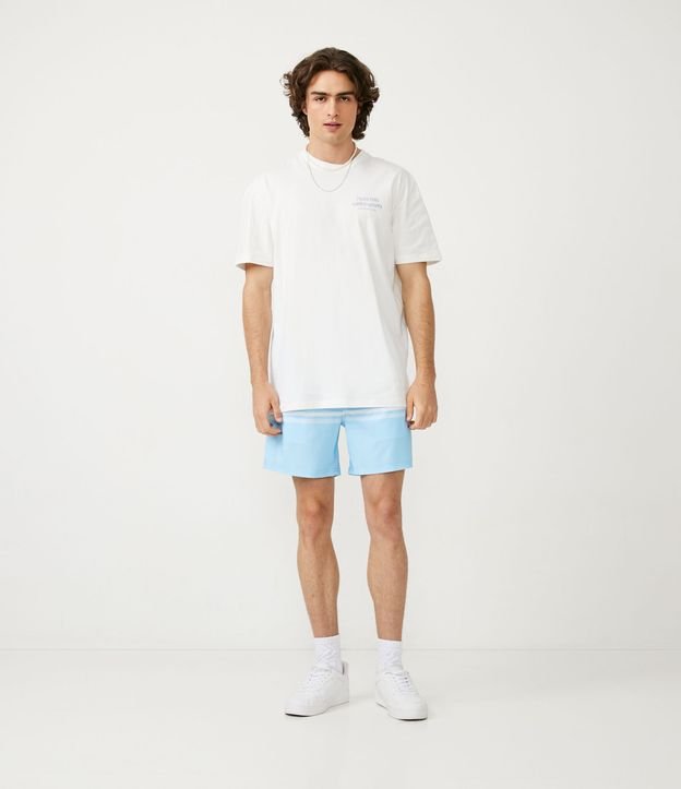 Bermuda con Cintura Elástica y Estampado de Rayas Azul 1