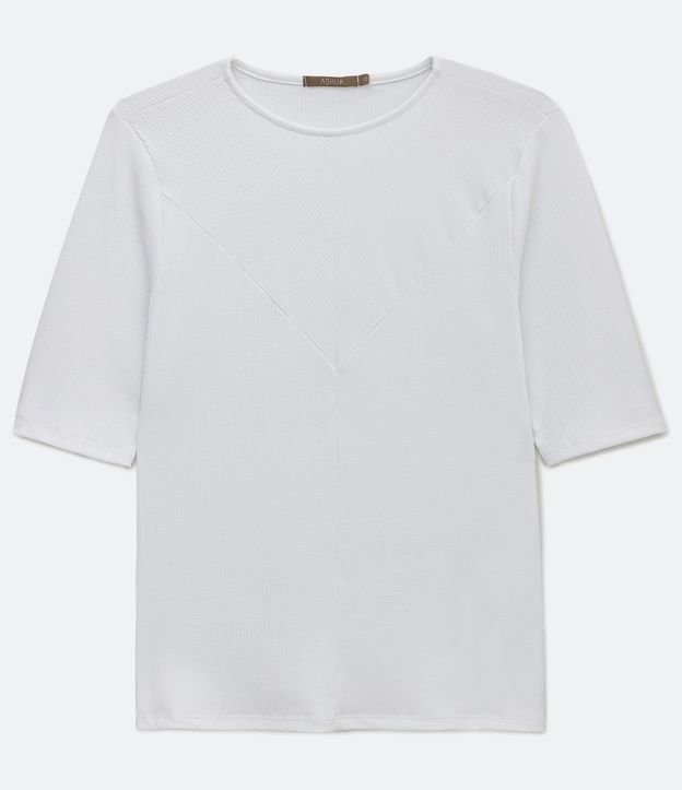 Blusa Acanalada con Manga Corta Curve & Plus Size Blanco 5