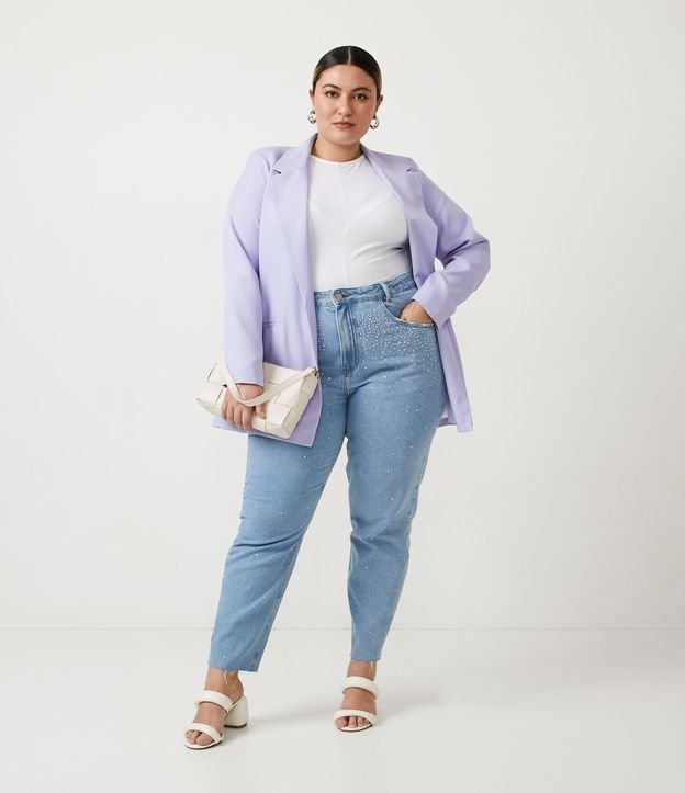 Blusa Acanalada con Manga Corta Curve & Plus Size Blanco 2