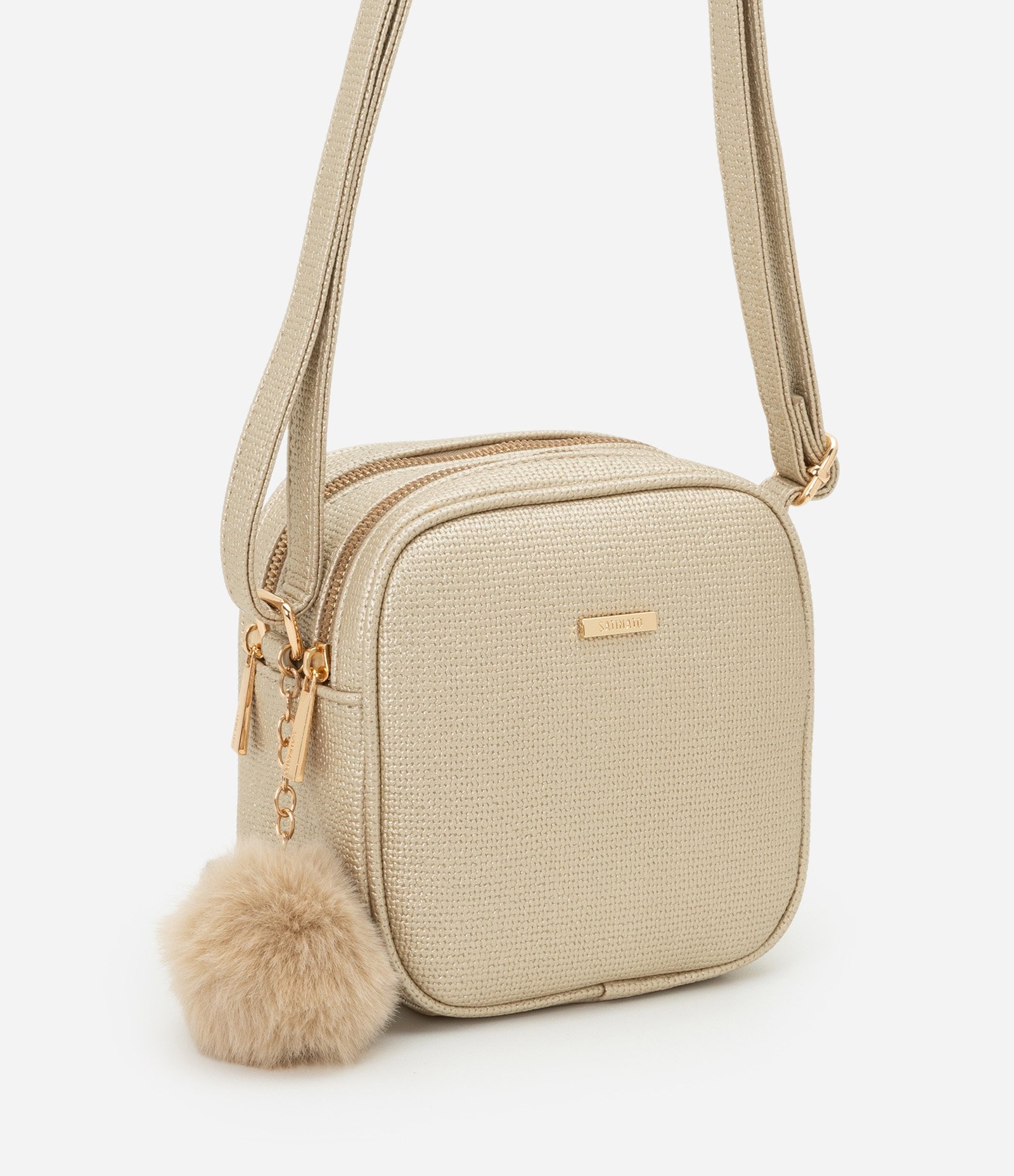 Bolsa Transversal Floater com Pompom Dourado 2