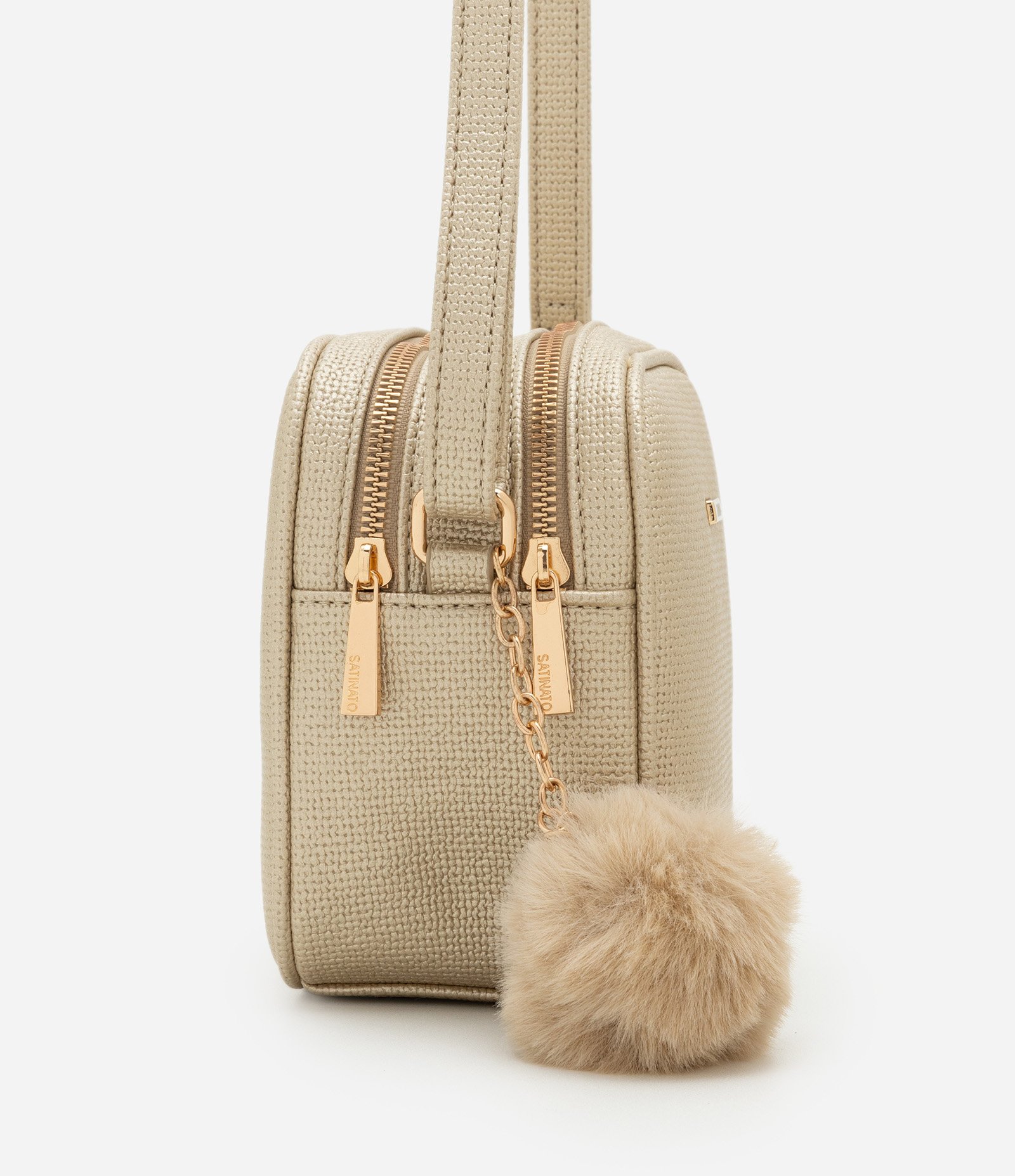 Bolsa Transversal Floater com Pompom Dourado 3