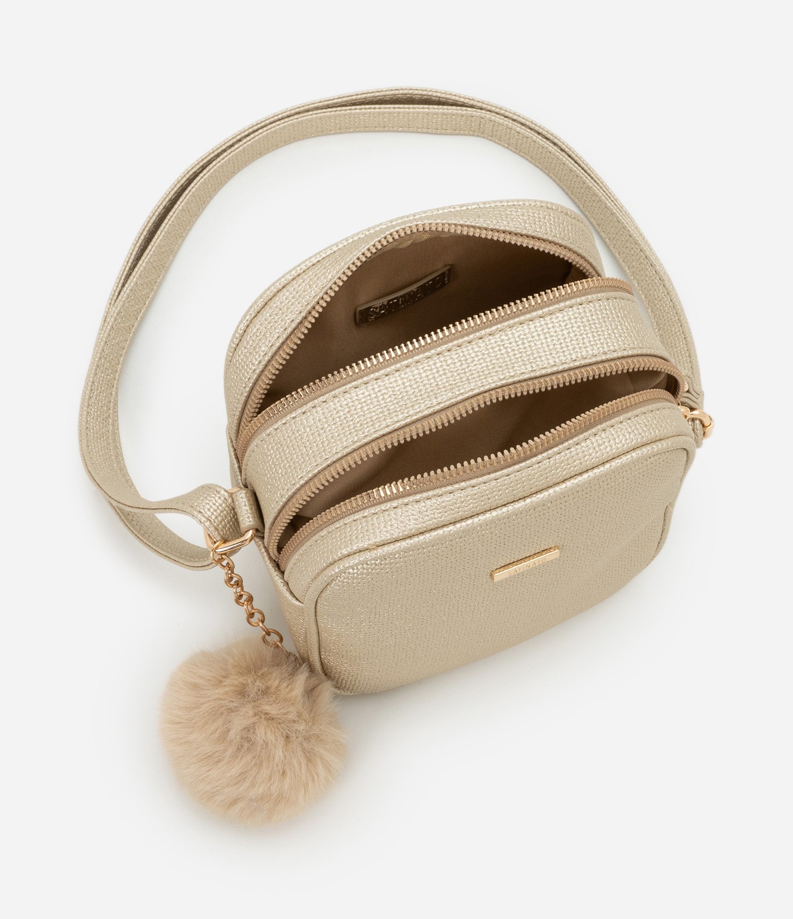 Bolsa Transversal Floater com Pompom Dourado 6