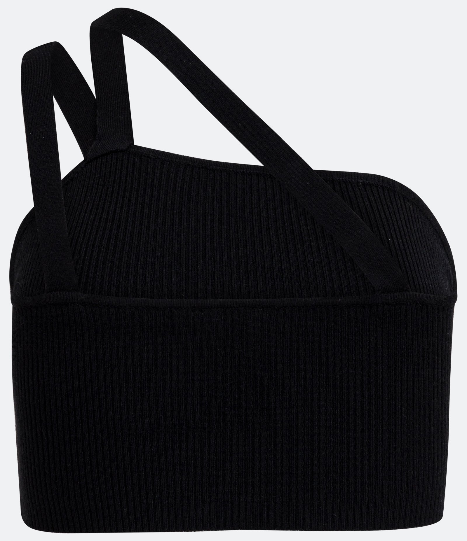 Blusa Cropped Ombro Só em Tricô com Alça Assimétrica Preto 6