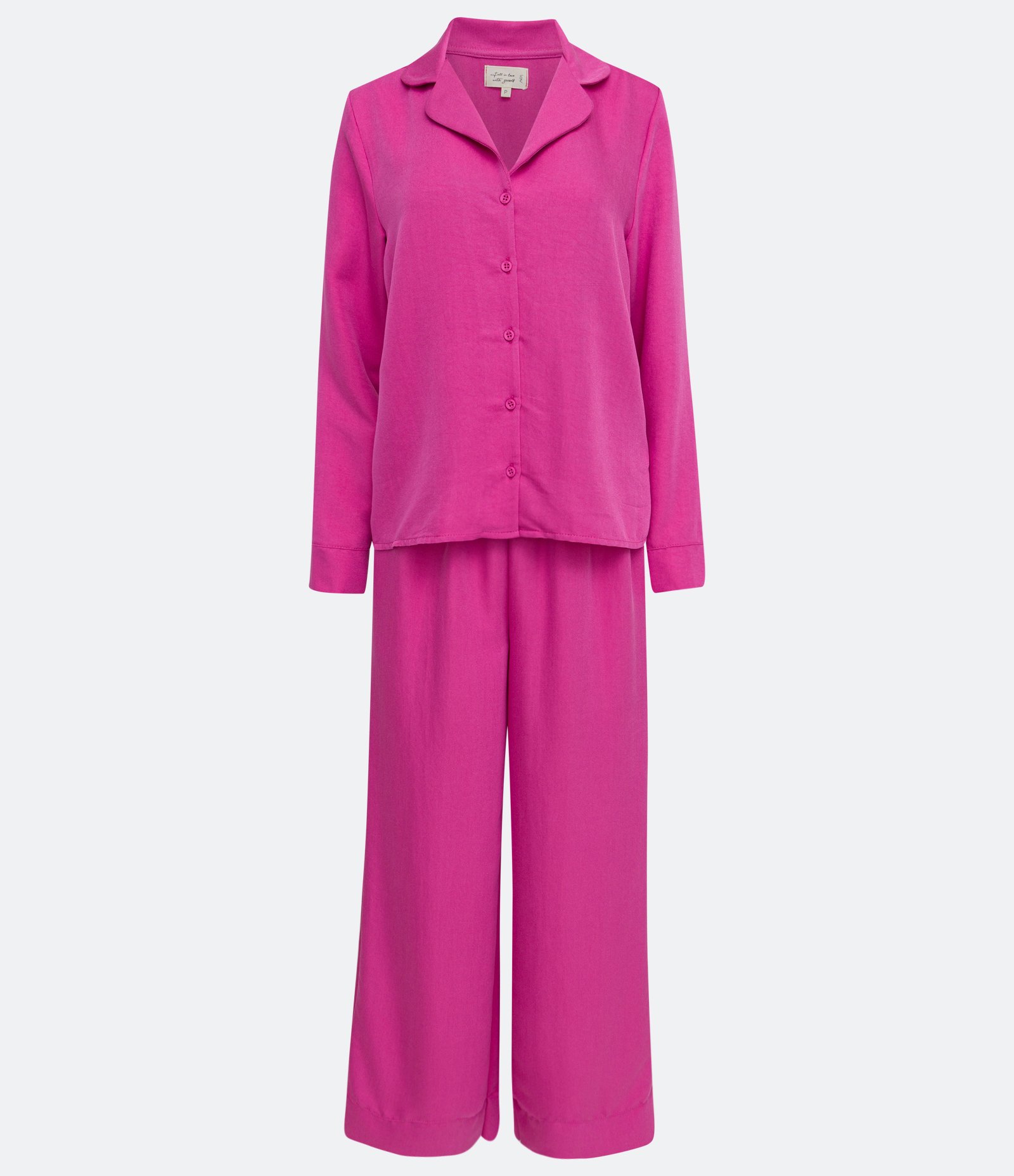 Pijama Americano Longo em Viscose sem Estampa Rosa 5