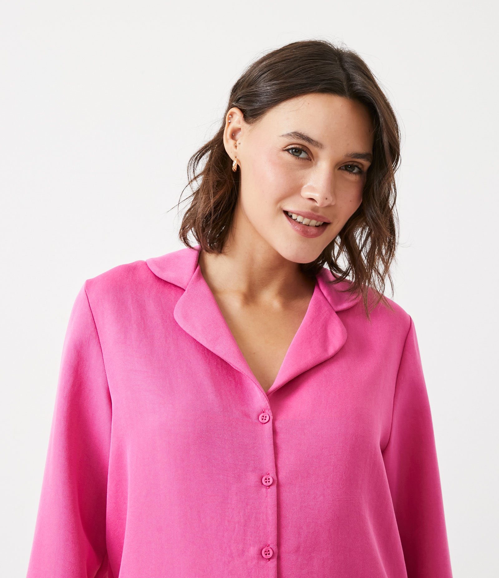 Pijama Americano Longo em Viscose sem Estampa Rosa 3