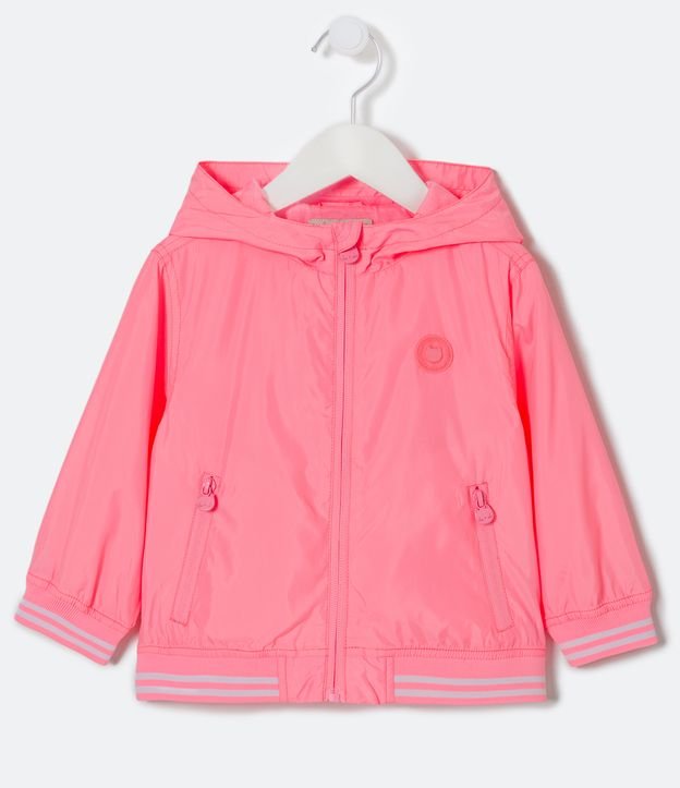 Campera Rompevientos con Capucha y Bolsillo con Cremallera - Talle 1 a 5 años Rosado 1