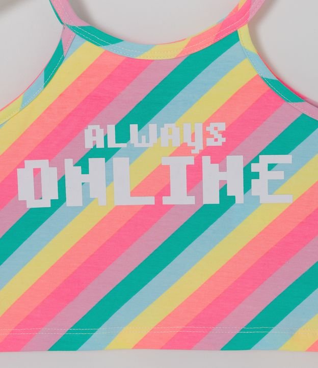 Blusa Musculosa Cropped Infantil con Rayas Coloridas y Estampado Online - Talle 5 a 14 años Multicolores 3