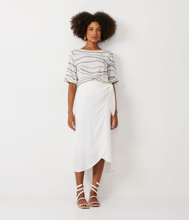 Blusa en Viscolino con Estampado Abstracto Off White 3