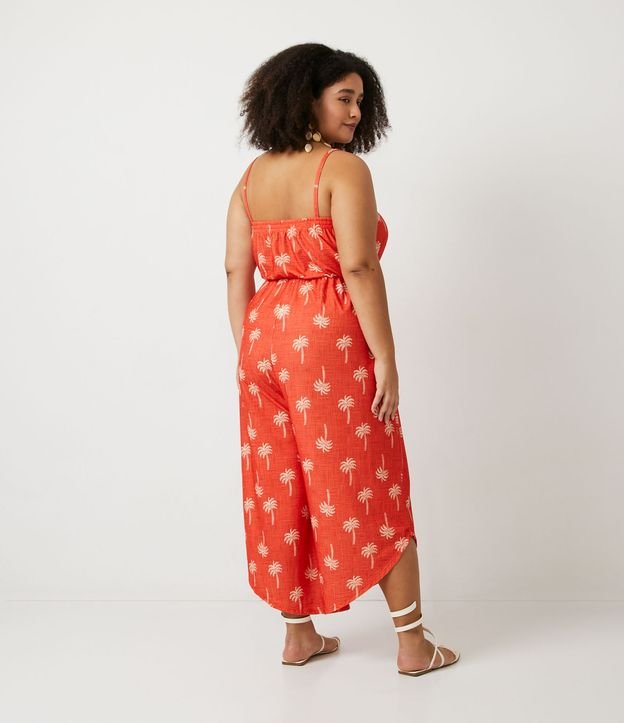 Mono Pantacourt con Estampado Mini Cocoteros Curve & Plus Size Naranja 2