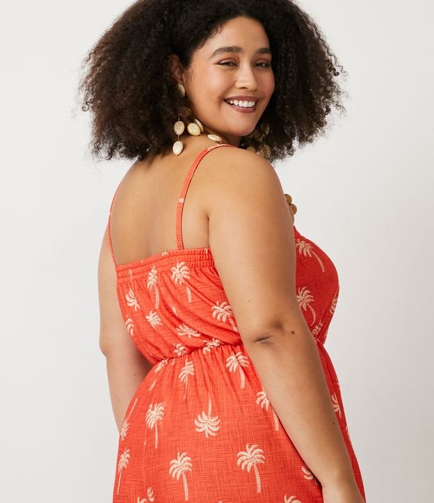 Mono Pantacourt con Estampado Mini Cocoteros Curve & Plus Size Naranja 5