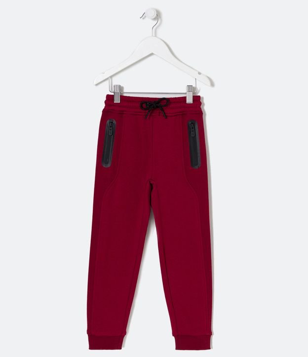 Pantalón Infantil con Cremallera en los Bolsillos - Talle 5 a 14 años Rojo 1
