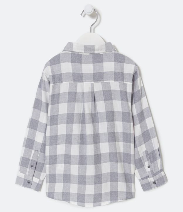 Camisa Infantil con Estampado de Cuadros y Pequeño Bolsillo - Talle 5 a 14 años Blanco 2