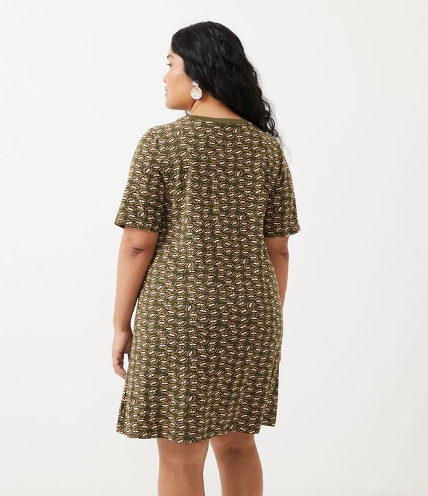 Vestido Corto en Viscolycra con Estampado de Ojos Curve & Plus Size Verde 3